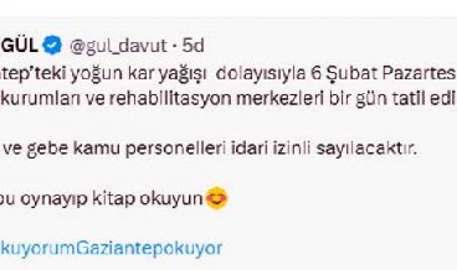 Gaziantep, Şanlıurfa ve Adıyaman'da eğitime kar tatili