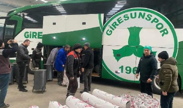 Giresunspor takım otobüsü afet bölgesine soba götürdü