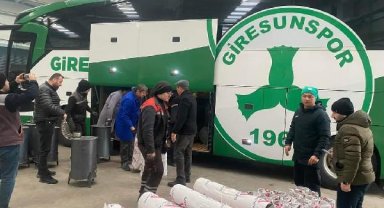 Giresunspor takım otobüsü afet bölgesine soba götürdü