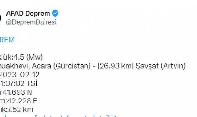 Gürcistan'da 4.5 büyüklüğünde deprem; Artvin'de de hissedildi