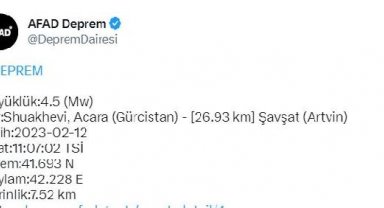 Gürcistan'da 4.5 büyüklüğünde deprem; Artvin'de de hissedildi