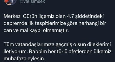 Gürün'de 4.7 büyüklüğünde deprem