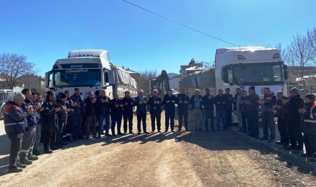 Hisarcık'tan deprem bölgesine 2 tır yakacak odun gönderildi