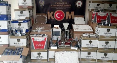 İzmir'de gümrük kaçağı sigara ve makaron operasyonu