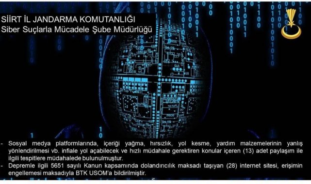 Jandarma 13 sosyal medya paylaşımına müdahalede bulundu