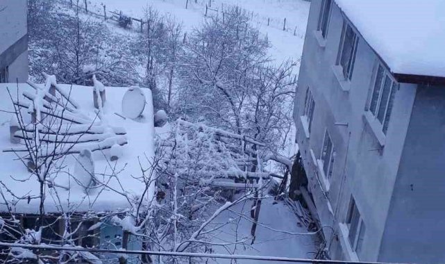 Kar 14 köy yolunu ulaşıma kapattı