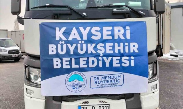 Kayseri Büyükşehir'in deprem bölgesine yardım turu sayısı 40'a ulaştı