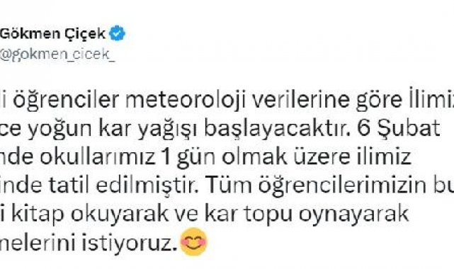 Kayseri ve Nevşehir'de okullar 1 gün ara verildi