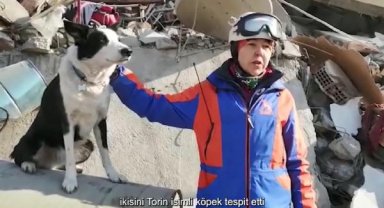 Kırgız kurtarma köpeği 2 kişinin enkazdan çıkmasını sağladı