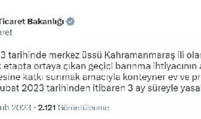 Konteyner ev ve prefabrik yapı ihracatı yasaklandı