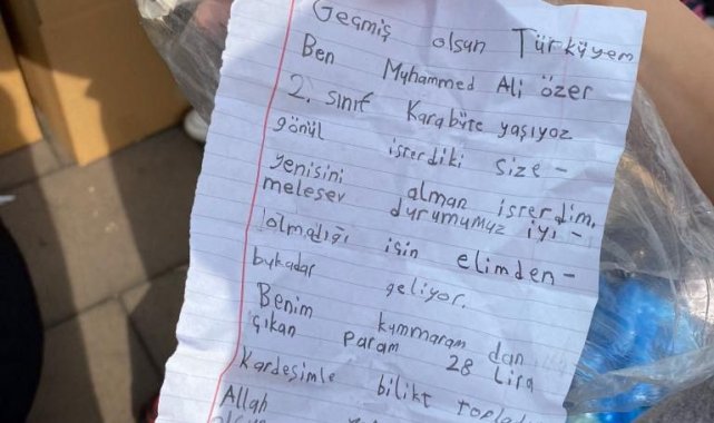 Küçük çocuktan deprem bölgesine ağlatan mektup