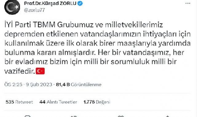 Meclis Başkanı Şentop ve vekiller maaşlarını depremzedelere bağışlayacak