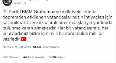 Meclis Başkanı Şentop ve vekiller maaşlarını depremzedelere bağışlayacak