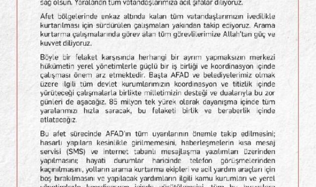 Millet İttifakı: Bu felaketi birlik içinde atlatacağız