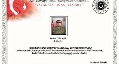 MSB: Er Ferhat Günaçti depremde şehit oldu