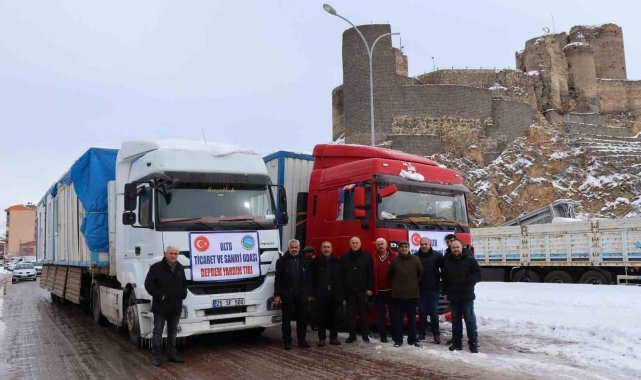 Oltu Ticaret ve Sanayi Odası yardım tırları yola çıktı