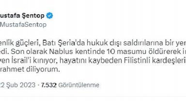 Şentop'tan, İsrail saldırısında hayatını kaybeden Filistinlilere taziye