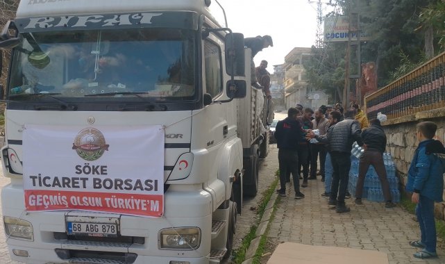 Söke Ticaret Borsası yardım tırı Hatay'a ulaştı