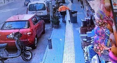 Temizlik işçinin başına, depremden etkilenen binanın sıva parçaları düştü