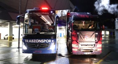 Trabzonspor'un takım otobüsü ve üçüncü yardım tırı afet bölgesine gitti