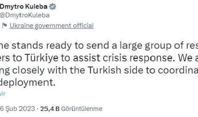 Ukrayna Dışişleri Bakanı: Büyük bir kurtarma ekibi göndermeye hazırız