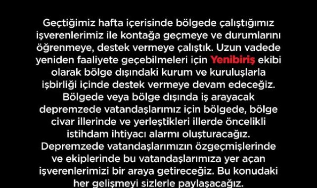 Vinç operatörü, psikolog, aşçı…Deprem bölgesinde istihdam çalışması başlatıldı