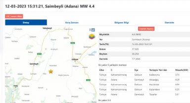 Adana'da 4.4 büyüklüğünde deprem