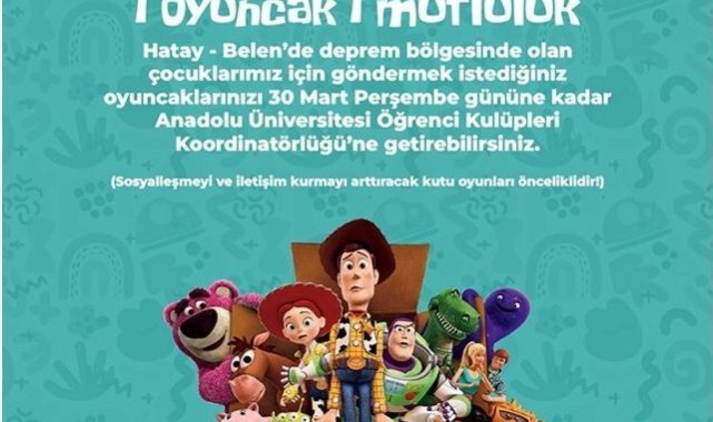 Anadolu Üniversitesi Öğrenci Kulüpleri Koordinatörlüğünden "1 Oyuncak 1 Mutluluk" yardım kampanyası