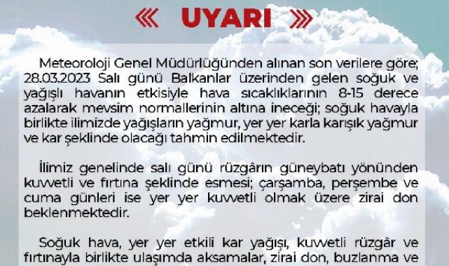 Ankara Valiliği'nden ' zirai don ve buzlanma' uyarısı