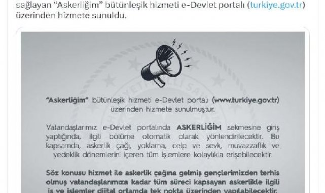Askerlik işlemleri e-Devlet'te
