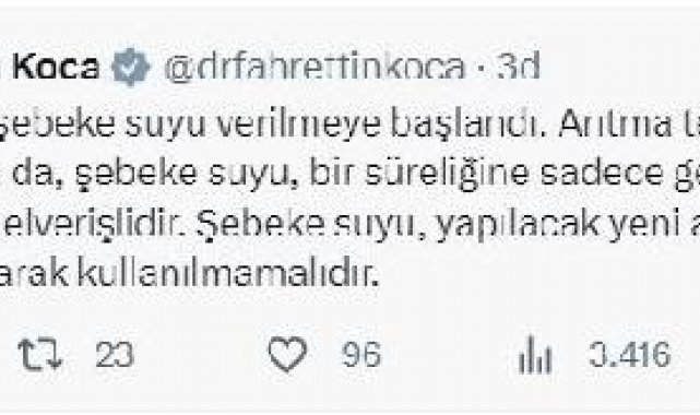 Bakan Koca: Şanlıurfa'ya şebeke suyu verilmeye başlandı