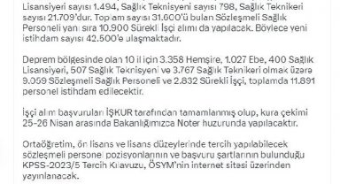 Bakan Koca'dan, 42 bin 500 yeni personel istihdamına ilişkin açıklama