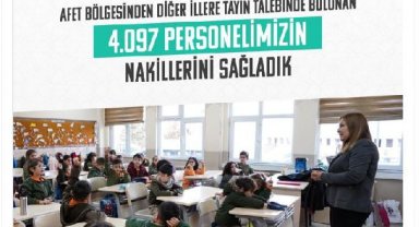 Bakan Özer: Afet bölgemizden tayin talep eden 4 bin 97 öğretmen ve personel nakledildi