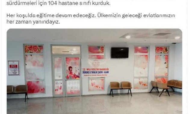 Bakan Özer: Afet bölgesinde 104 hastane sınıfı kurduk