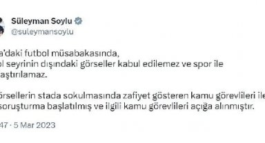 Bakan Soylu: Bursaspor maçındaki kamu görevlileriyle ilgili soruşturma başlatıldı