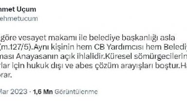 Cumhurbaşkanı Başdanışmanı Uçum: Vesayet makamı ile belediye başkanlığı birleşemez