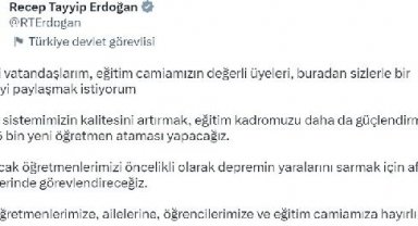 Cumhurbaşkanı Erdoğan: 45 bin yeni öğretmen ataması yapacağız