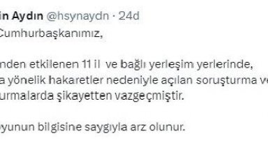 Cumhurbaşkanı Erdoğan, deprem bölgesindeki hakaret soruşturmalarında şikayetinden vazgeçti
