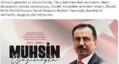 Cumhurbaşkanı Erdoğan'dan, Muhsin Yazıcıoğlu paylaşımı