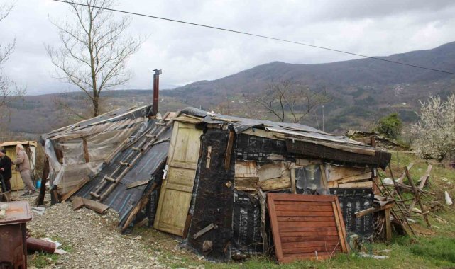 Derme çatma barakada yaşam mücadelesi veriyor