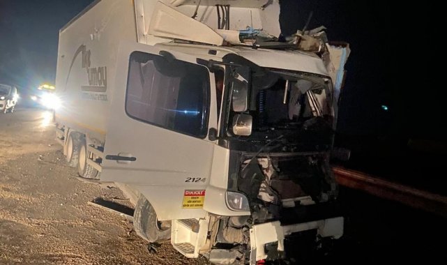 Direğe çarpan kamyonun sürücüsü ağır yaralandı
