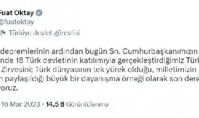 Fuat Oktay: Yaşanan felakette ihmali bulunanlarla ilgili soruşturmalar devam etmektedir