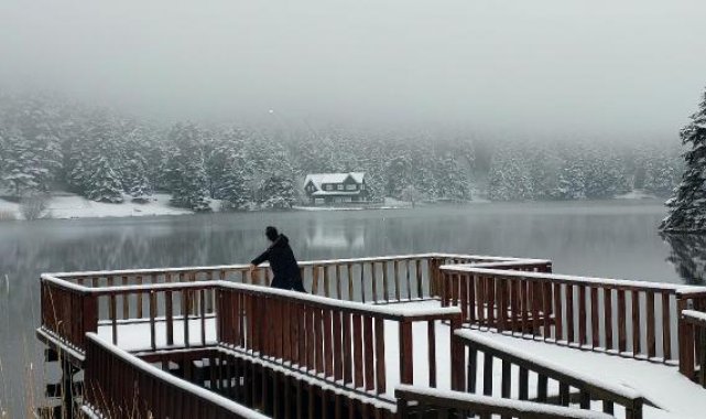 Gölcük Tabiat Parkı karla kaplandı