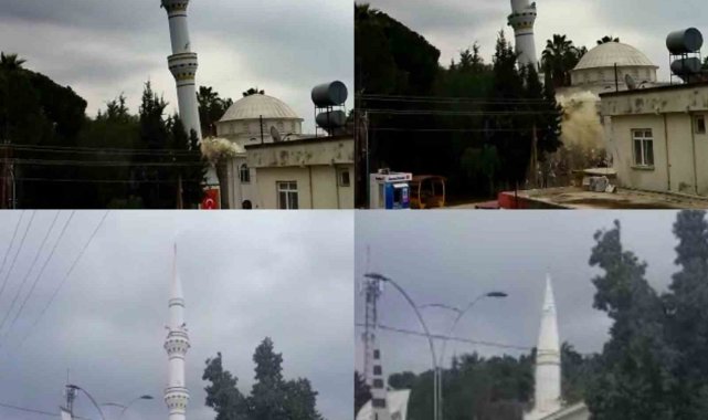 Kontrollü yıkımda cami minaresi böyle çöktü