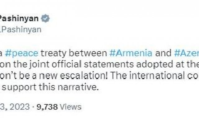 Paşinyan: Ermenistan ile Azerbaycan arasında barış anlaşması olacak