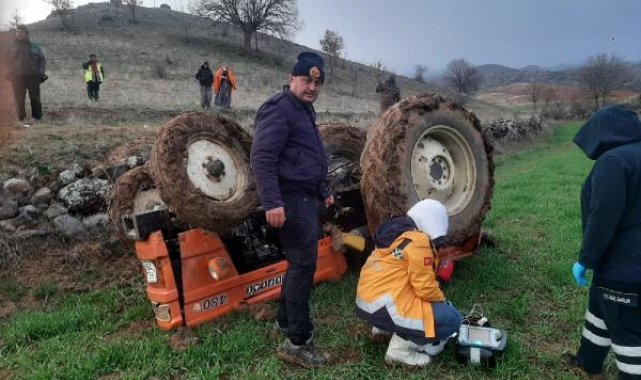 Şarampole devrilen traktörün altında kalan çiftçi öldü