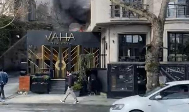 Sarıyer'de restorandaki yangına hortumla müdahale