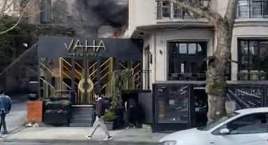 Sarıyer'de restorandaki yangına hortumla müdahale