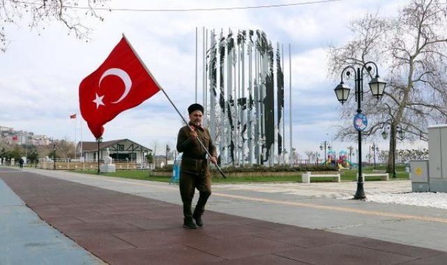 Şehitler için İstanbul'dan Çanakkale'ye yürüyen gazi torunu Tekirdağ'da