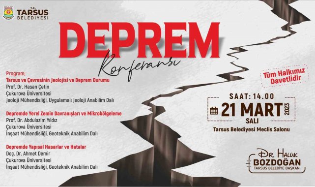 Tarsus'ta 'deprem' konulu konferans düzenlenecek